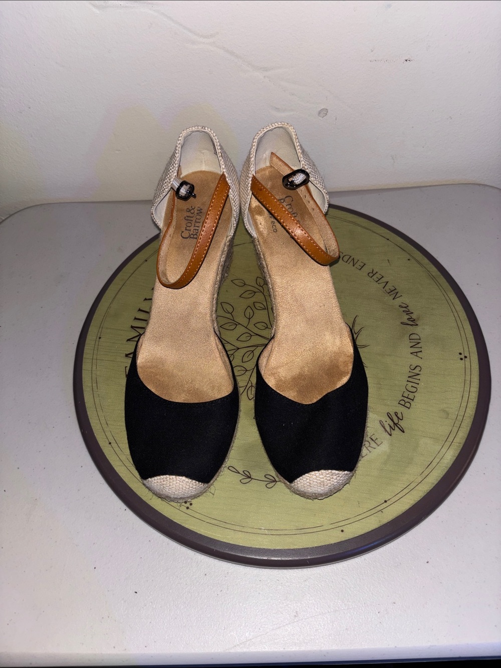 Croft burrows  Two tone Wedge Sandals - Black & Tan